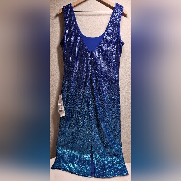 Women's Dress the Population Kayden Ombre Sequin Mini Dress Color Blue - Picture 2 of 5